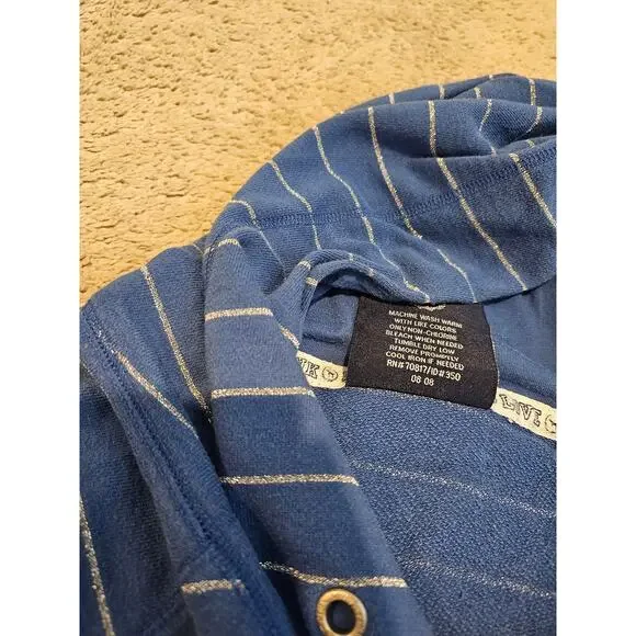 VS Pink Women's Large Blue Hoodie Pullover Stripe Y2K flaw- missing drawstring - Picture 5 of 9